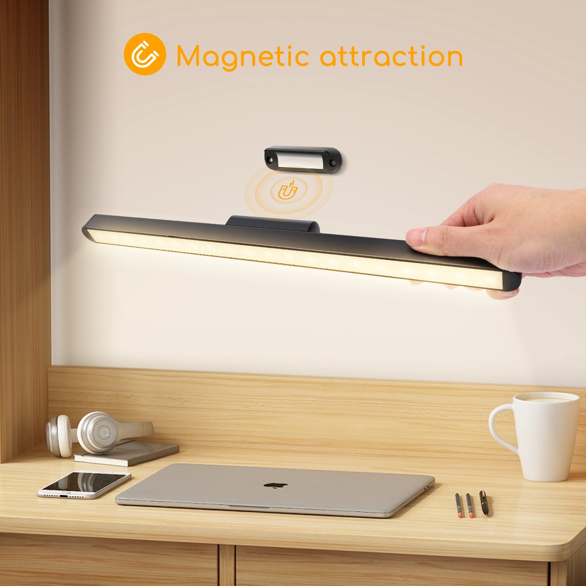 Kastverlichting op batterij - Oplaadbaar - met Magneet - Zwart - Aigostar