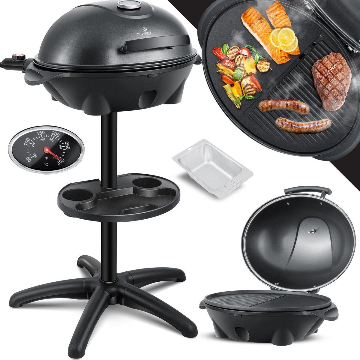 KESSER® Elektrische grill 2in1 tafelgrill - 2400 Watt - Zwart