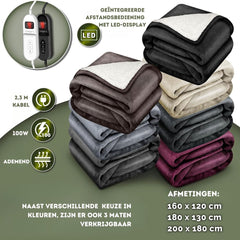 Elektrische deken - Warmtedeken - 2 persoons - 180x200 cm - Zwart - Sinnlein®