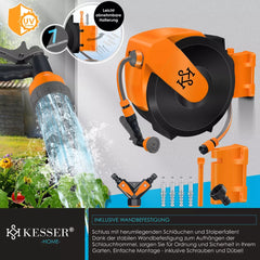 KESSER® Wandslangenbox slanghaspel met automatische tuinslanghaspel 15m