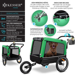 Hondenfietskar - Hondenkar  - Fietskar hond - tot 40 kg - Groen