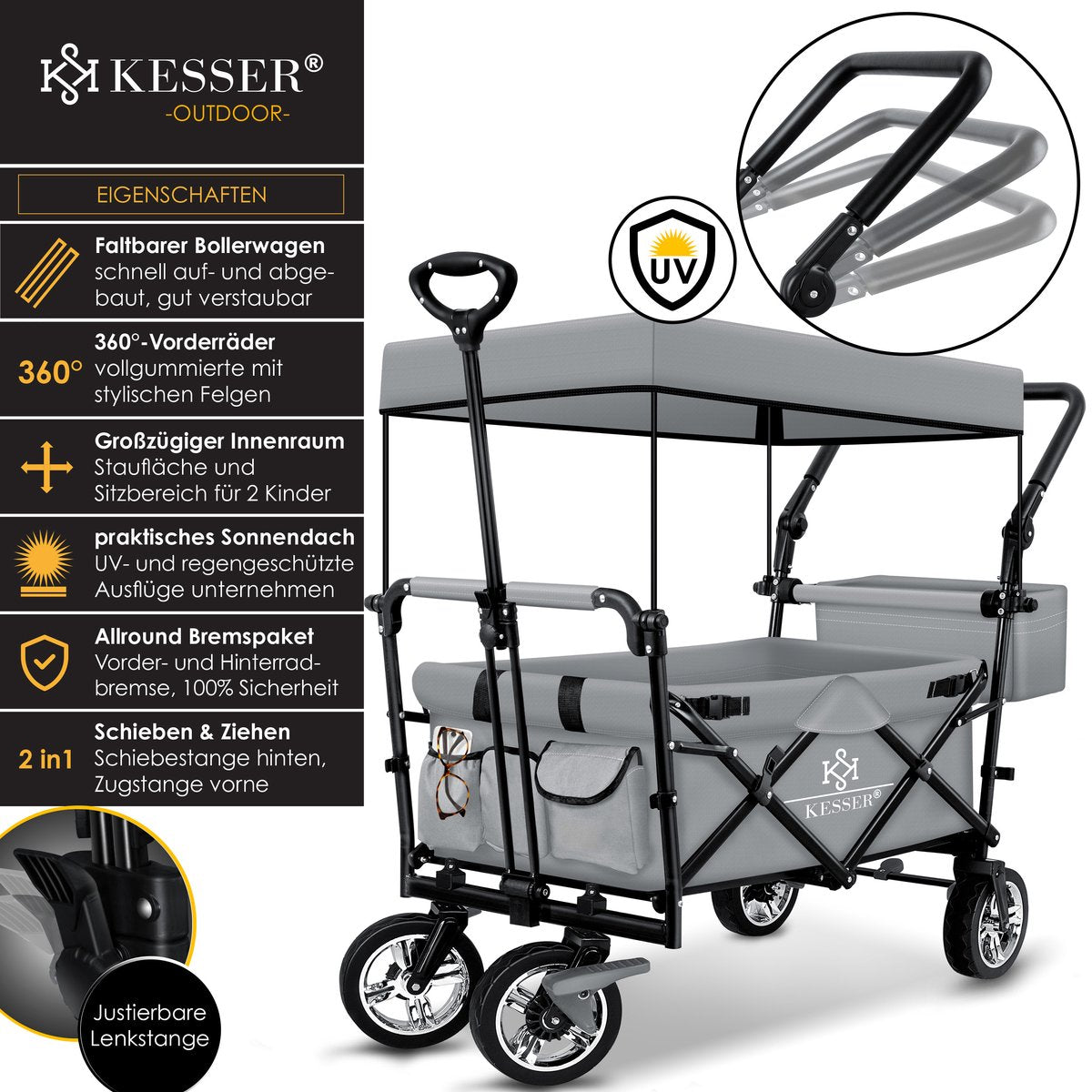 KESSER® Bolderkar - Opvouwbaar - Bolderwagen - Grijs