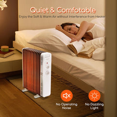 Olieradiator - 2500W Heater - Elektrische kachel - met Thermostaat - Wit - Aigostar