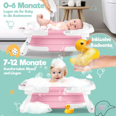 KIDIZ® Babybadje Opvouwbaar met Thermometer - 0-12 Maanden - Roze