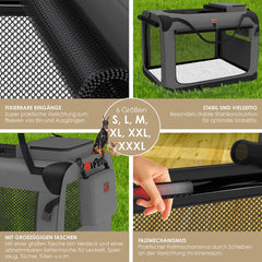 Reisbench hond - Draagtas hond - Transportbox - 60x42x42 cm - Antraciet