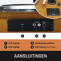 Lenco Platenspeler met Bluetooth - Ingebouwde Speakers - Auto-stop - LS-55WA - Hout •