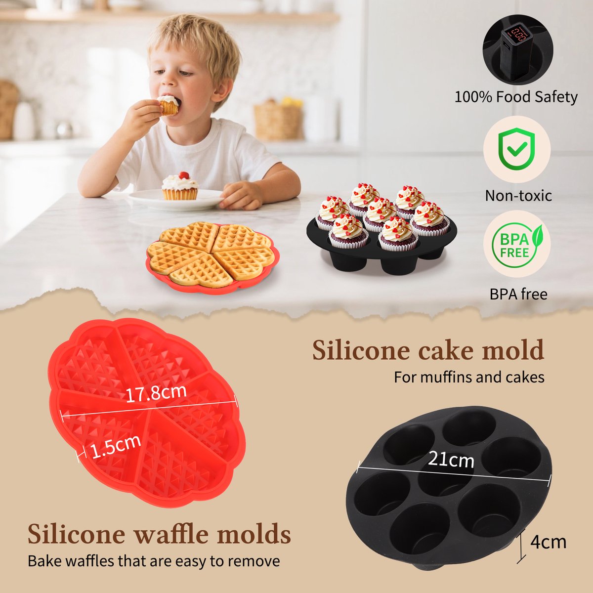 Airfryer Accessoires Complete Set - Ø20cm - Geschikt voor Airfryer XL en XXL - 12 delig - Aigostar