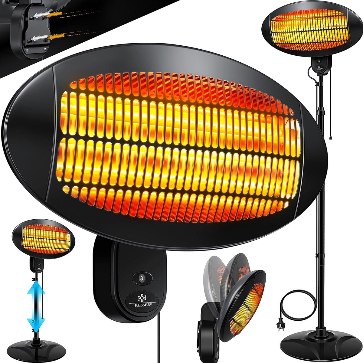 Infrarood Verwarming - Terrasverwarmer - Elektrische Heater - Zwart - KESSER®