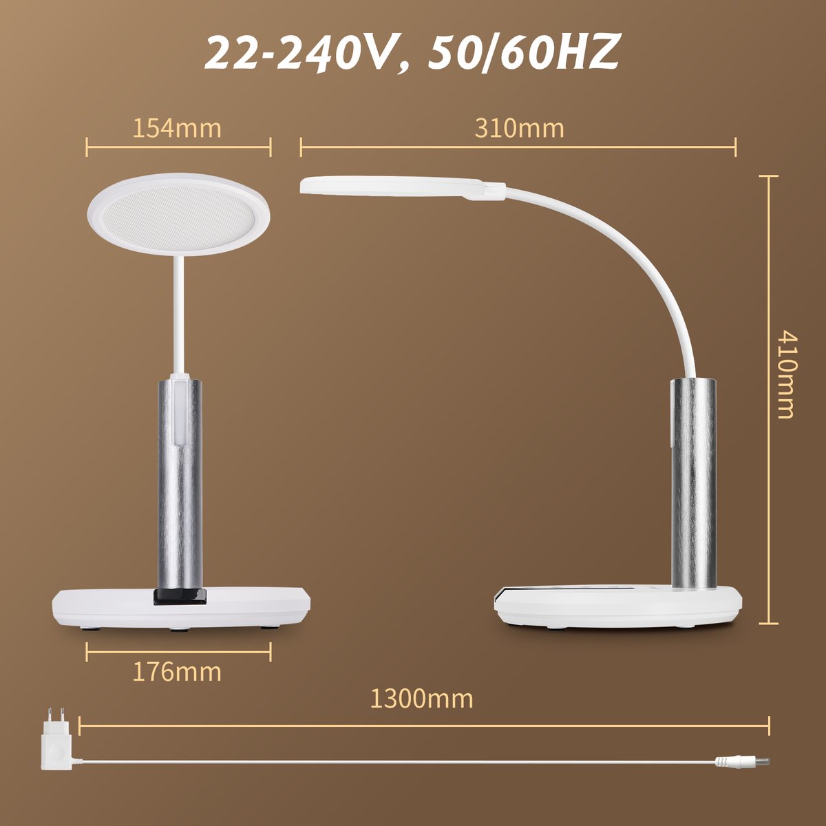 Aigostar Bureaulamp LED - Dimbaar - Tafellamp – Wit