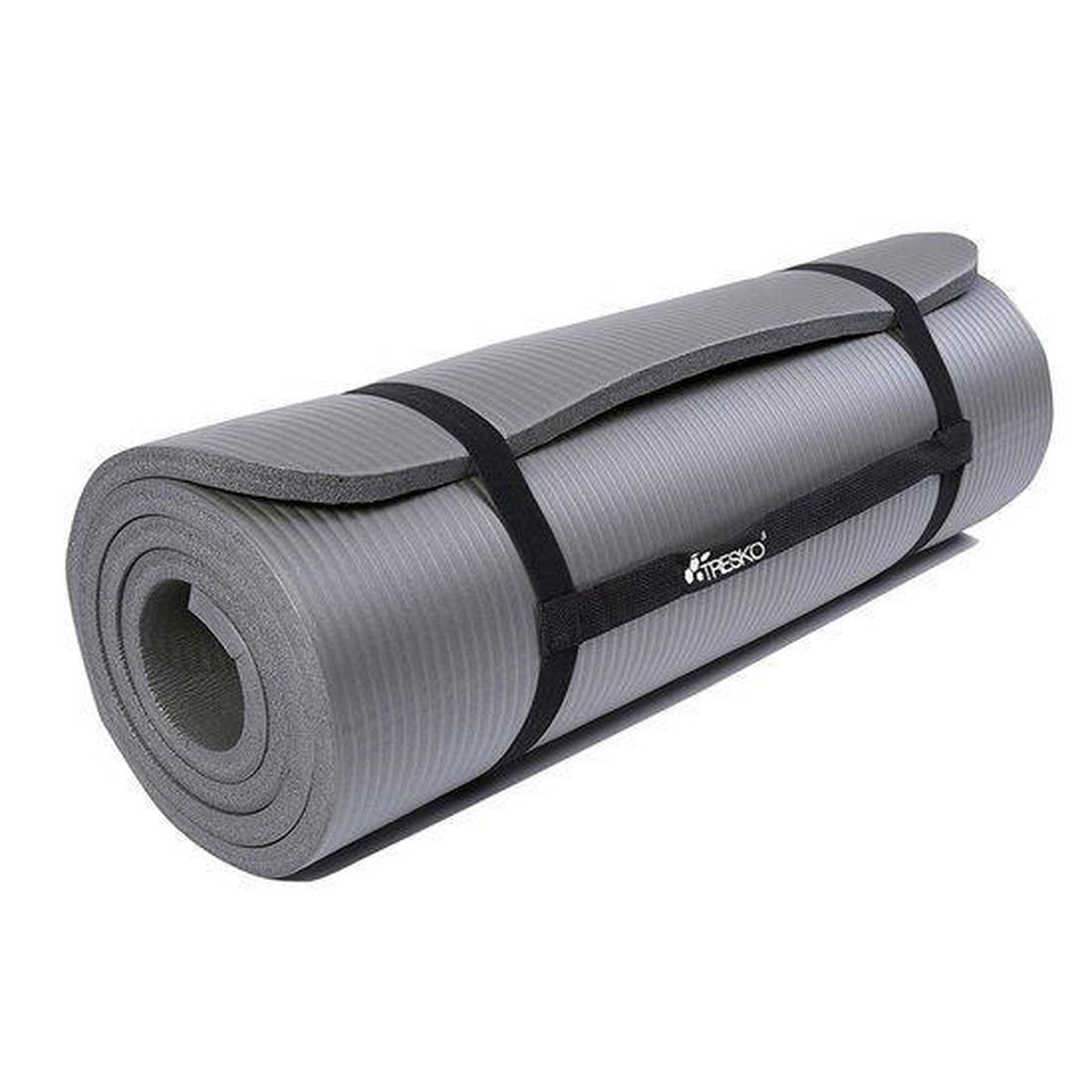 Yogamat - Fitness mat - Sportmat - Yoga mat extra dik - 185x60 cm - Grijs - TRESKO