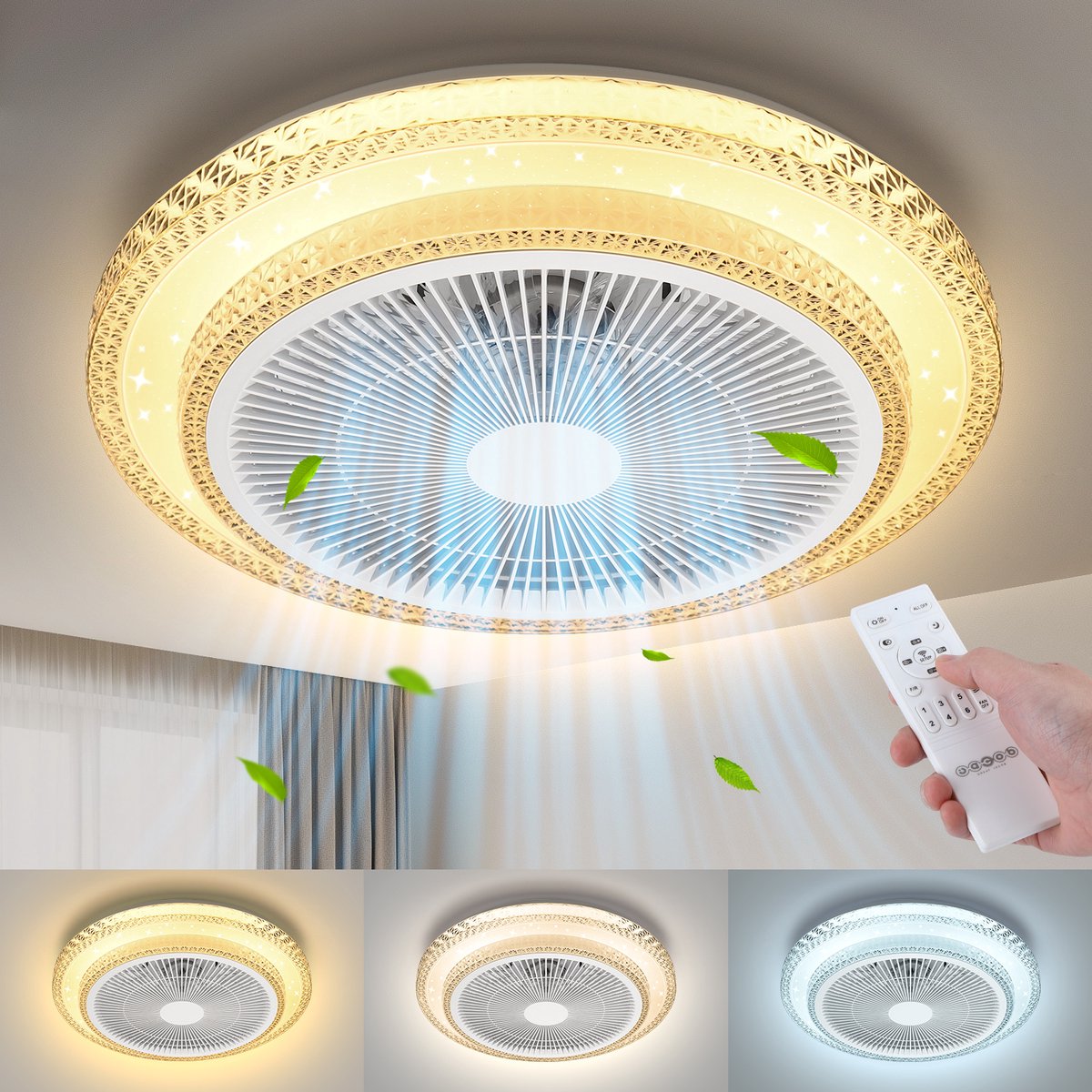 Aigostar Plafondventilator - Verlichting - Ø49cm - Dimbaar - 60W