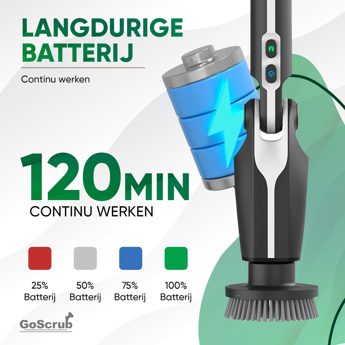 Elektrische Schoonmaakborstel – Elektrische Schrobber - Schrobborstel – Zwart - V1 - GoScrub® •