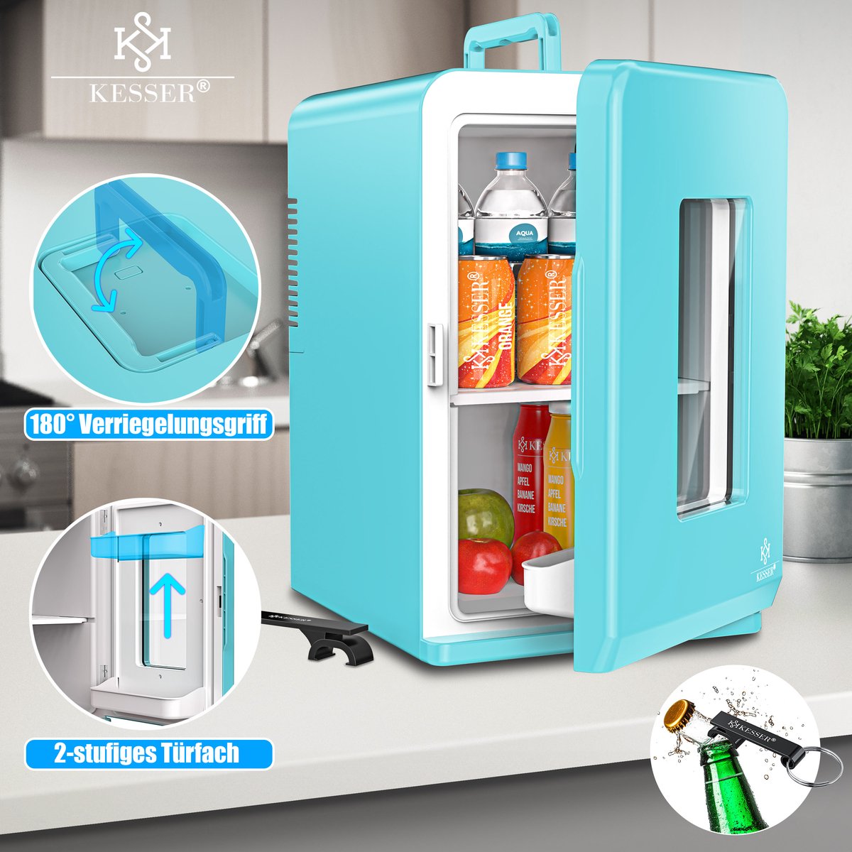KESSER® Mini Koelkast - 15 Liter - Koelbox - Lichtblauw