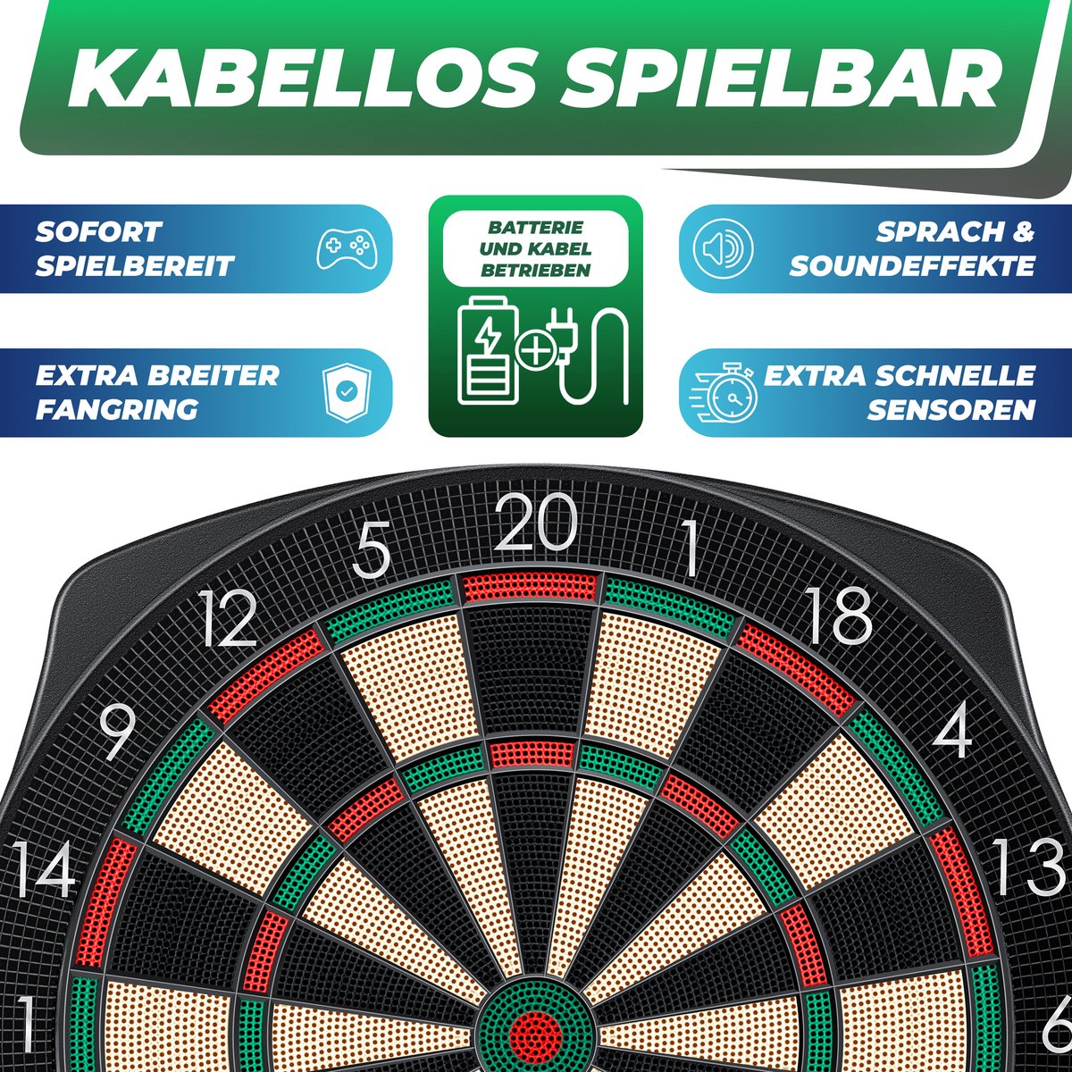 Elektrisch Dartbord - Met 15 darts - Klassiek met LCD - KESSER®