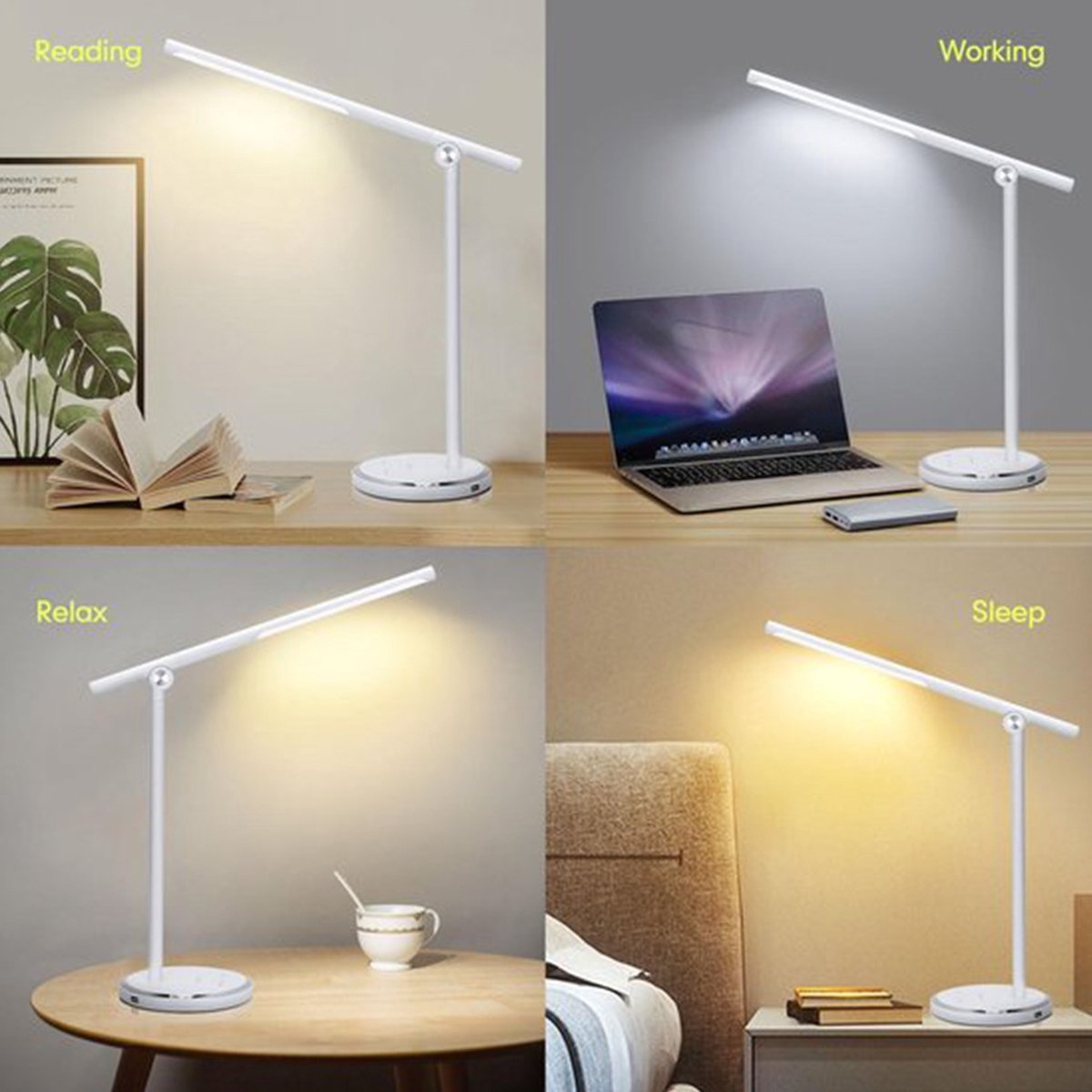 Aigostar Bureaulamp LED -  Dimbaar - Smart Touch - Wit •