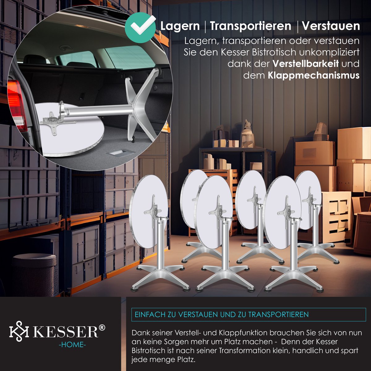Statafel - Bartafel - Statafelrok - Partytafel - 70-110cm - Zilver - KESSER®