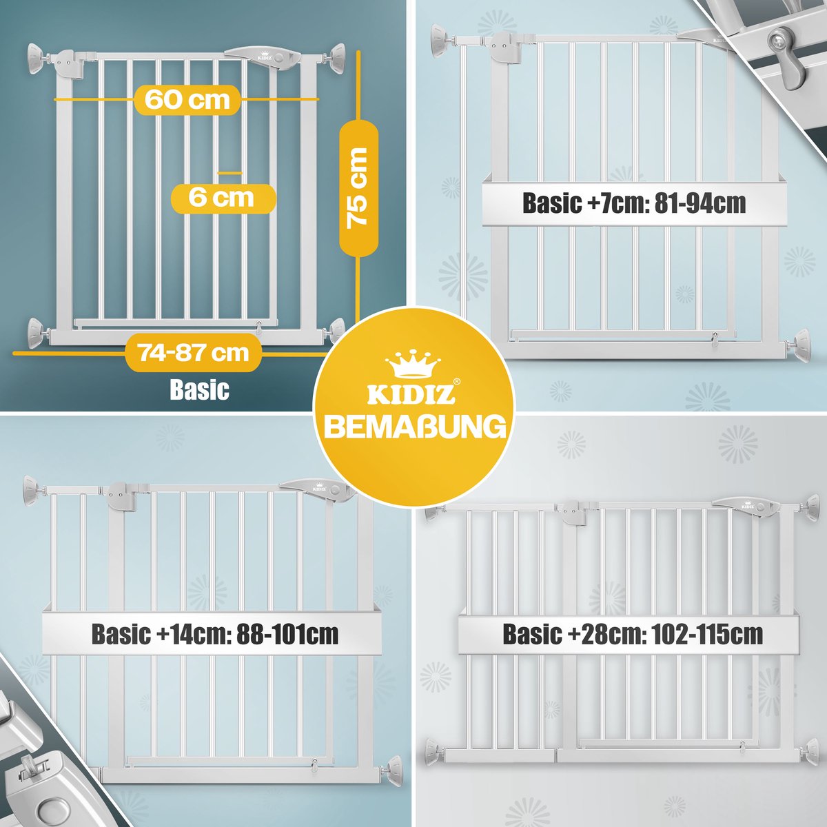 KIDIZ® Traphekje zonder boren - Veiligheidshekje - 74-87cm - Grijs