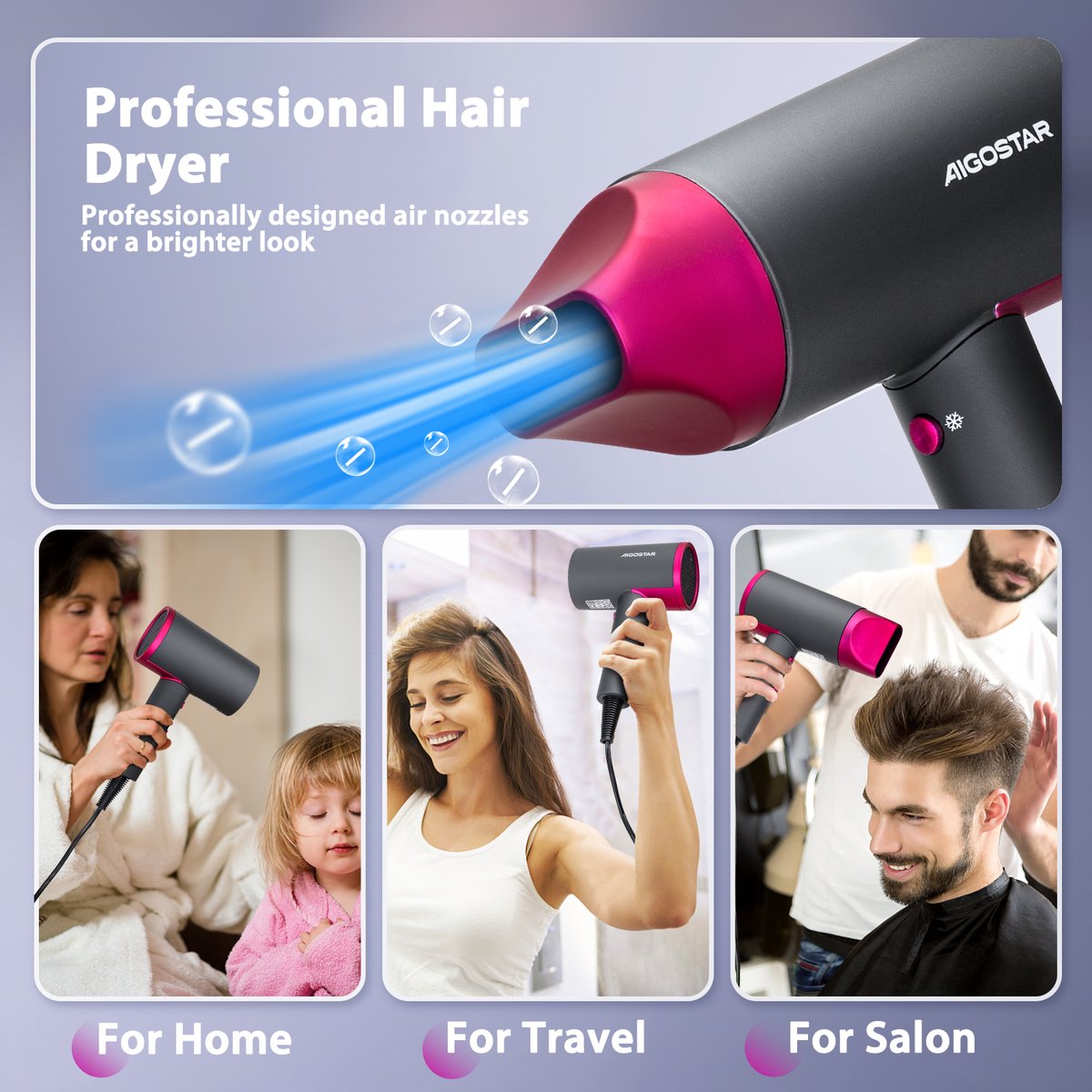 Aigostar Reisföhn - Haardroger - Ionische Fohn - 2200W