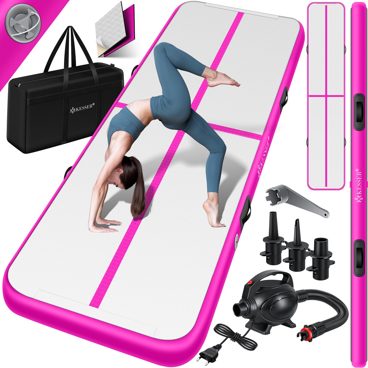 KESSER® Gymnastiekmat - Airtrack - Turnmat - 5M - Roze