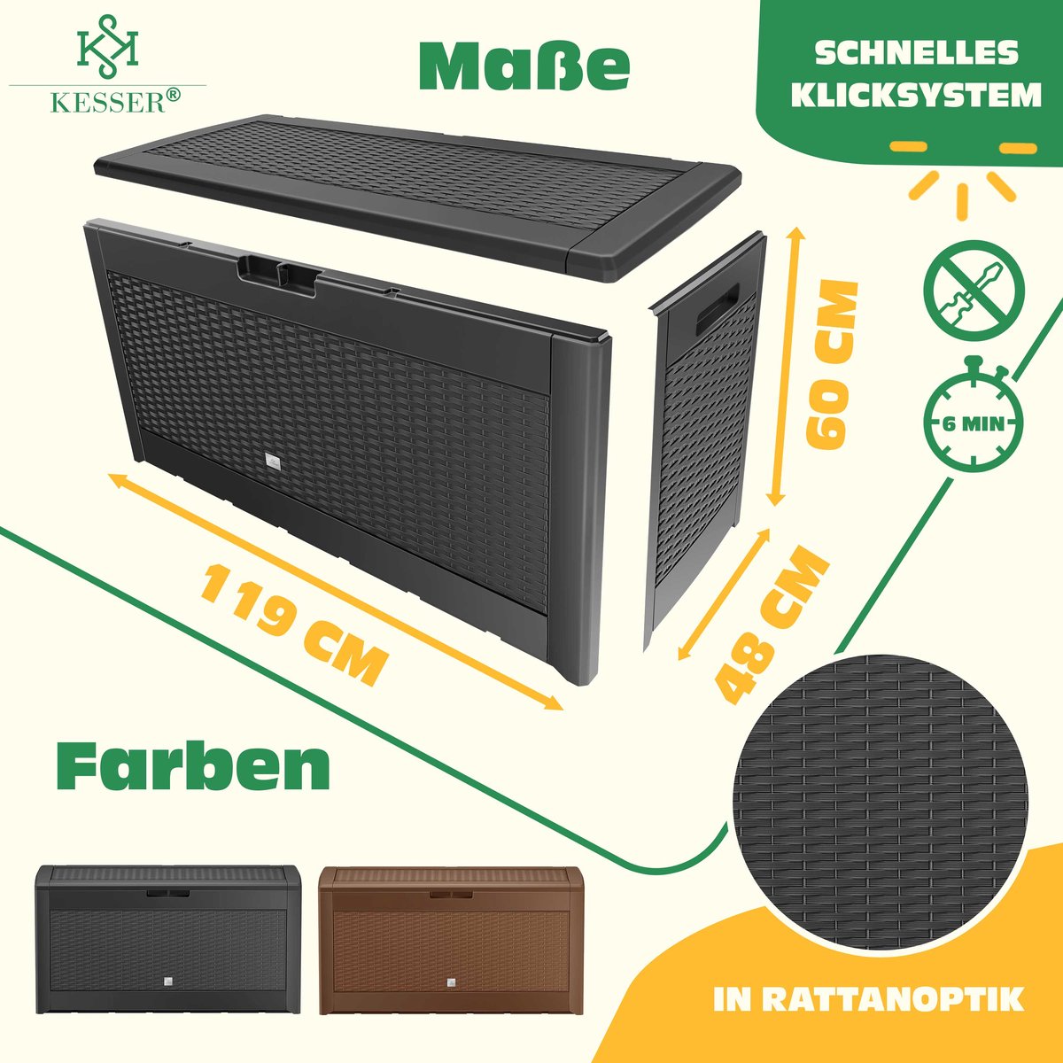 KESSER® Opbergbox 310L - Inklapbaare - Tuinkist - Antraciet •