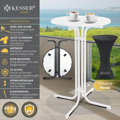 KESSER® Bartafel - Bistrotafel - Klaptafel - 110cm - Wit