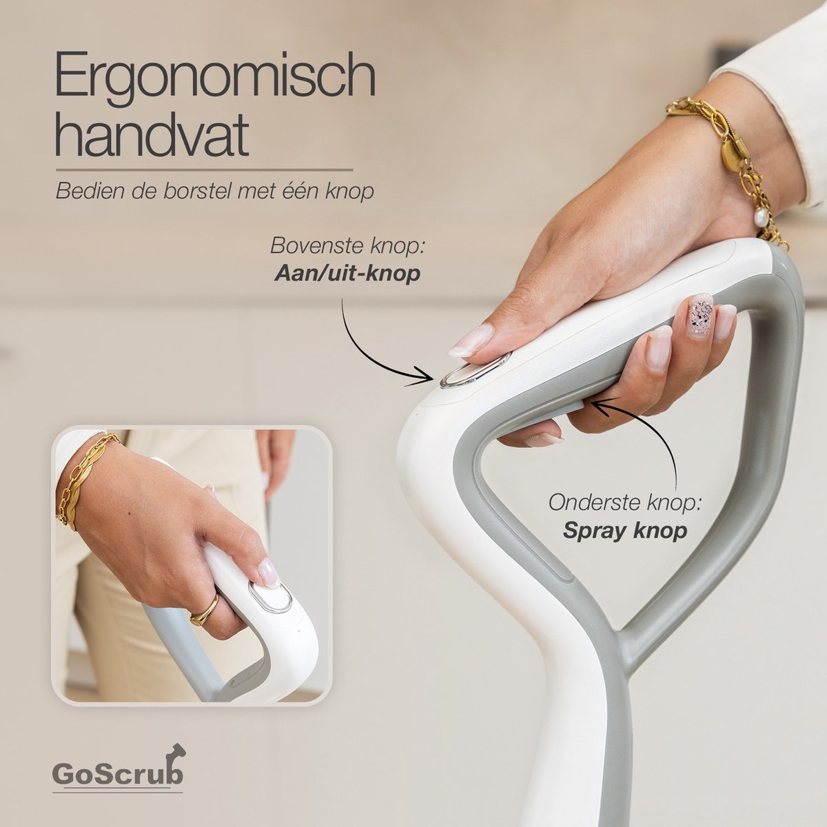 GoScrub® Elektrische Dweil - Draadloos - Vloerreiniger voor Harde en Houten Vloeren - Stille en Wendbare Mop - Efficiënt Dweilsysteem met Oplaadbare Accu