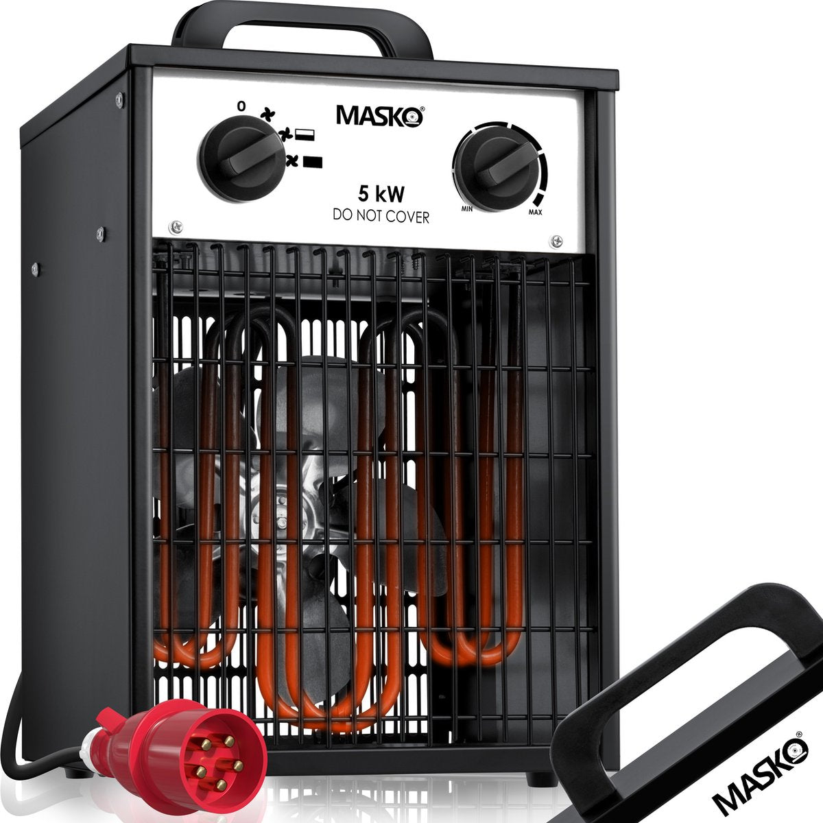 MASKO® Bouwkachel 5kW - Ventilatorkachel voor Binnen- en Buiten Elektrische Kachel Keramische Werkplaatskachel Electrische Verwarming 5000 Watt - Wit