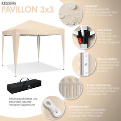 Partytent - opvouwbaar - 3x3 - Paviljoen - Beige - KESSER®