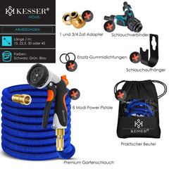 Flexibele Tuinslang - Inc. sproeikop - 15 meter - Blauw