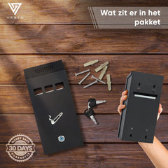 Vesto® Wandasbak - Asbak voor buiten – Rookpaal – Buitenasbak – Grote Asbak – Muurasbak – Stormasbak – Peukenzuil - Ideaal voor Terras & Bedrijf •