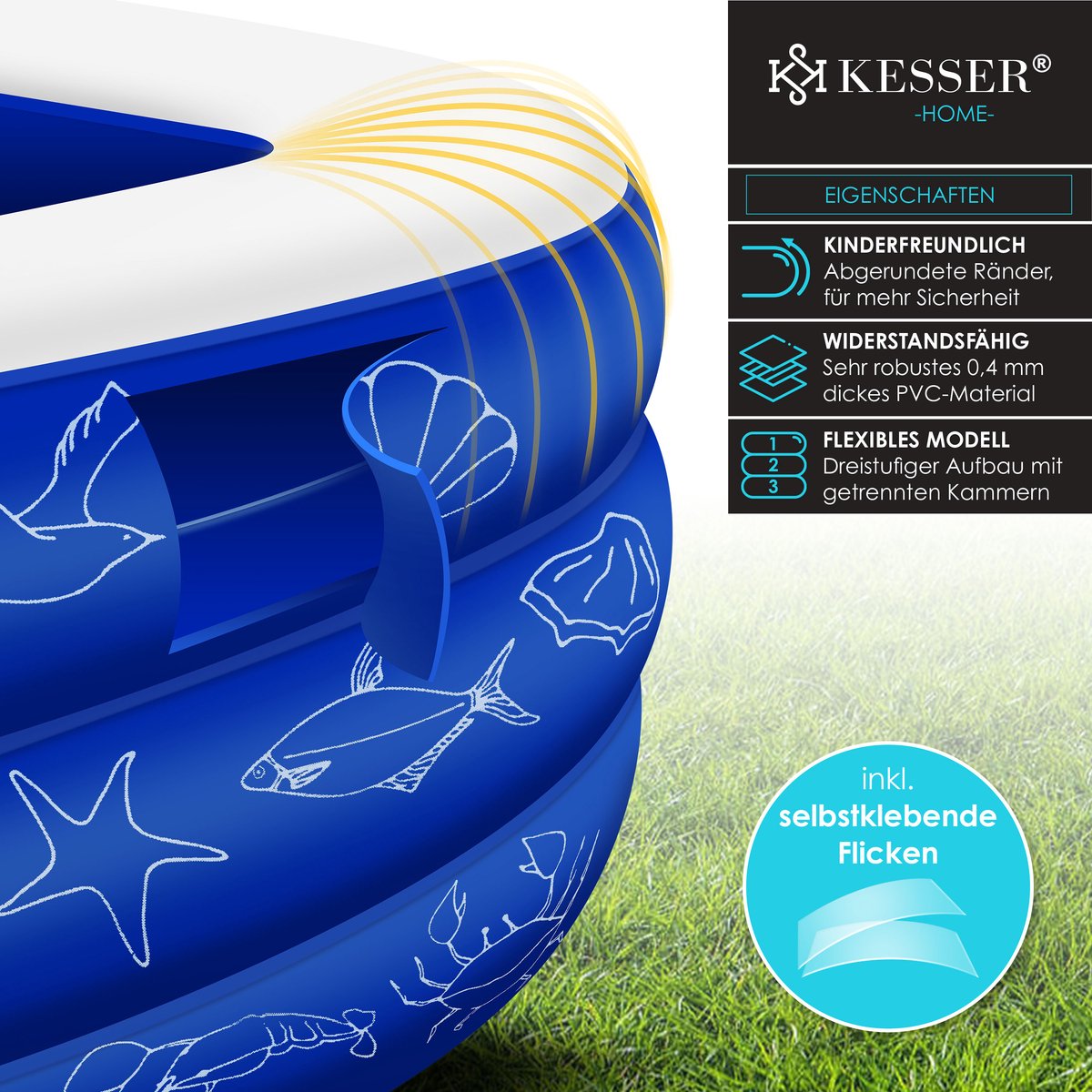 KESSER® Opblaasbaar zwembad - 305x183x56cm - 1180L - Blauw