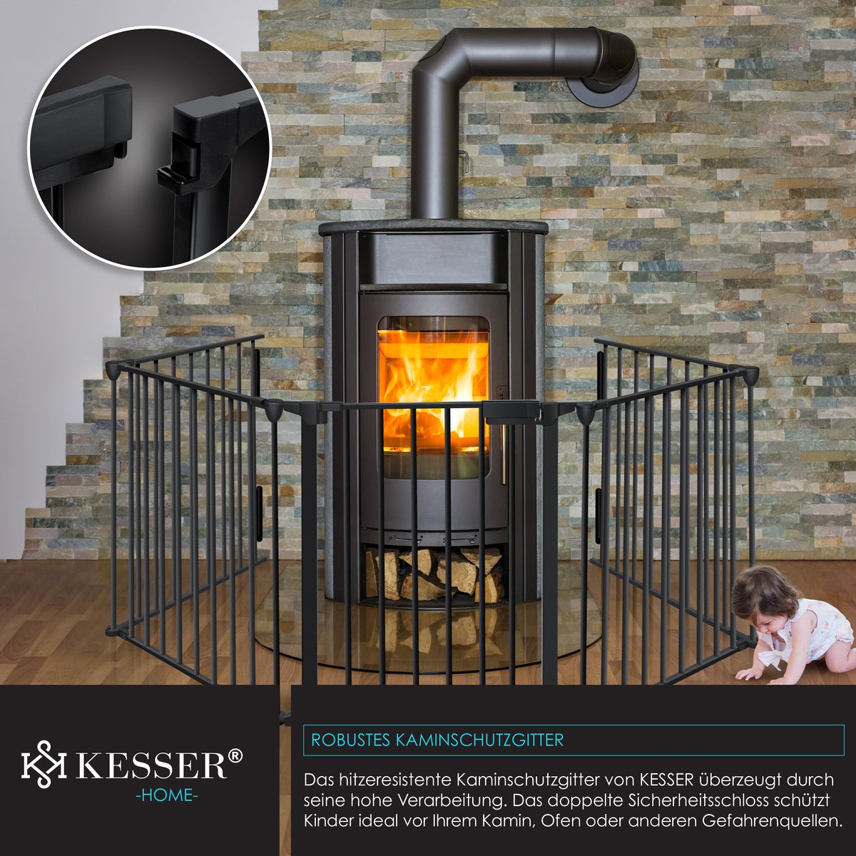 KESSER® Traphekje - Veiligheidshekje - 300cm - Zwart