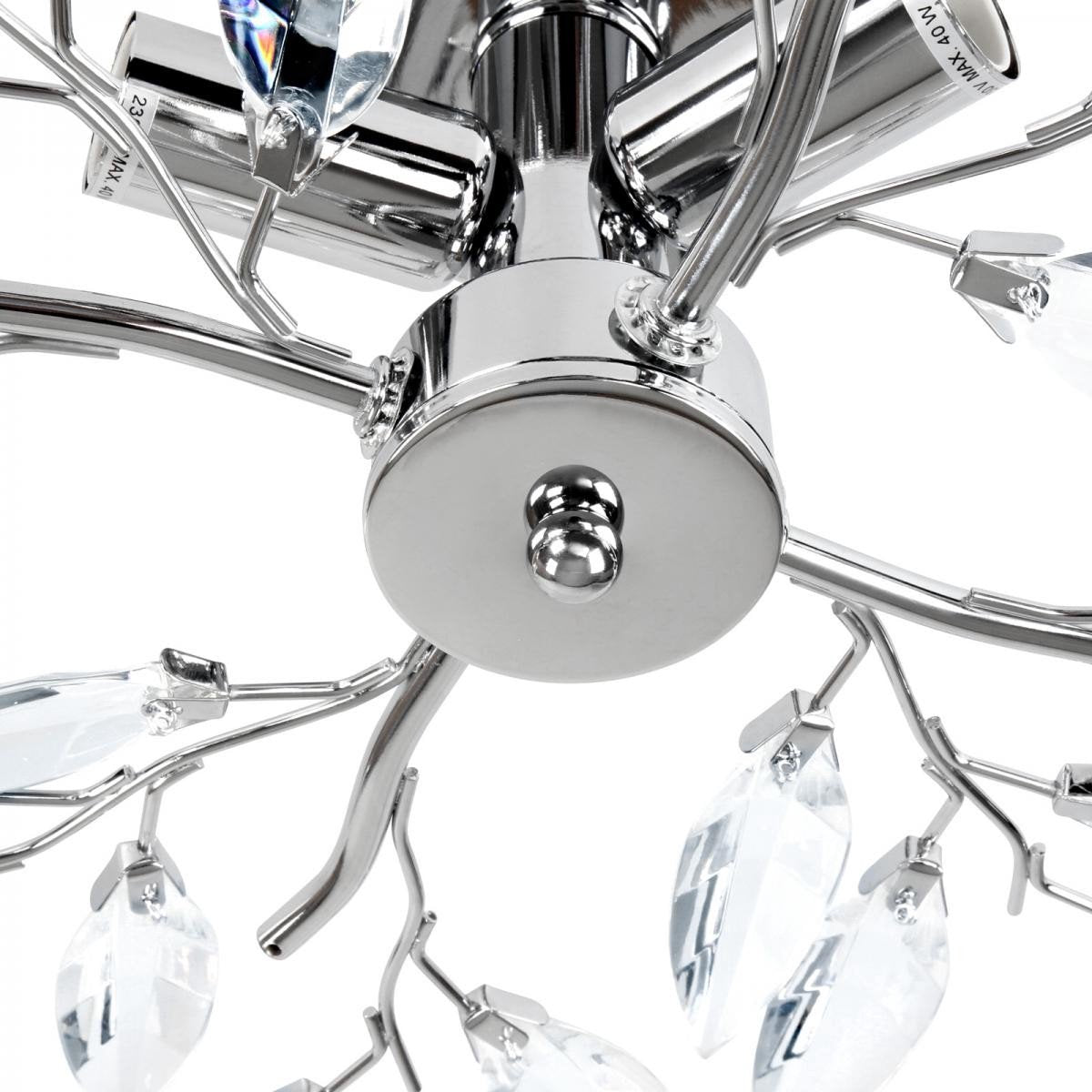 Jago - Plafondlamp met Bladerdesign - Plafonnière - Ø45cm - Chroom - Voor Woonkamer/SlaapkamerEetkamer of Keuken - Zilver