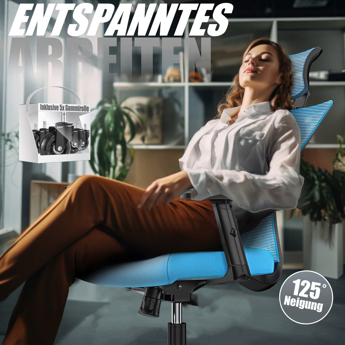 KESSER® Ergonomische Bureaustoel - Gamestoel - Office Chair - Blauw •