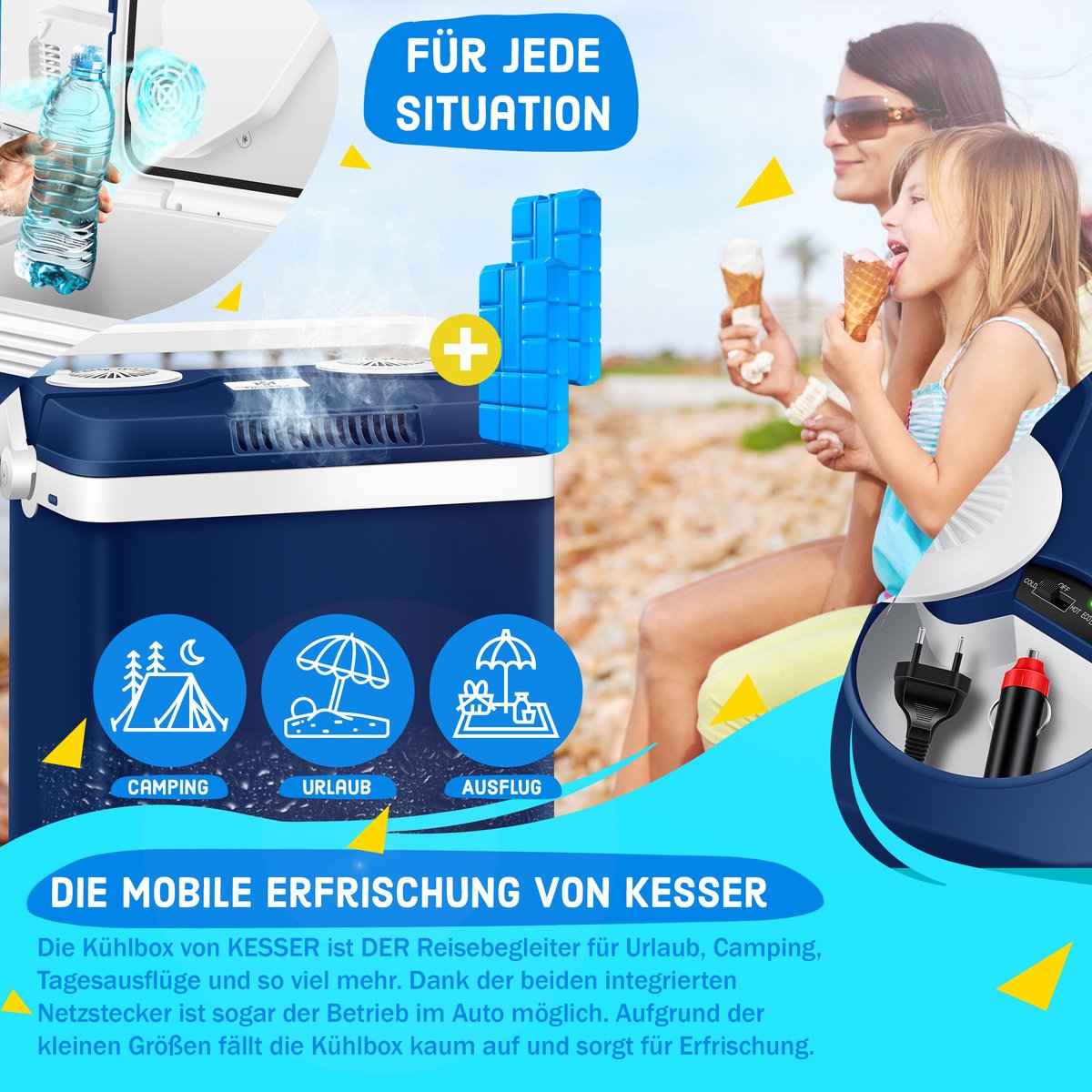 KESSER® Thermo-Elektrische Koelbox – 32L – 12V/230V – Marineblauw •
