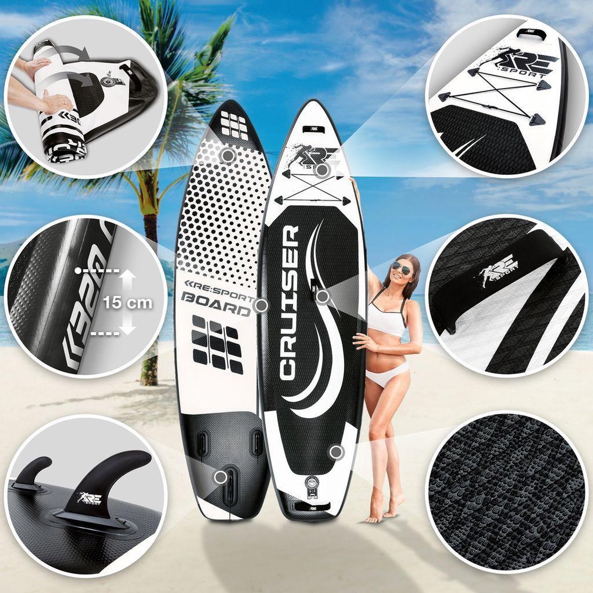 RE: SPORT-SUP Board 305cm Zwart-supboard- opblaasbaar- stand up paddle set- surfboard --paddling premium