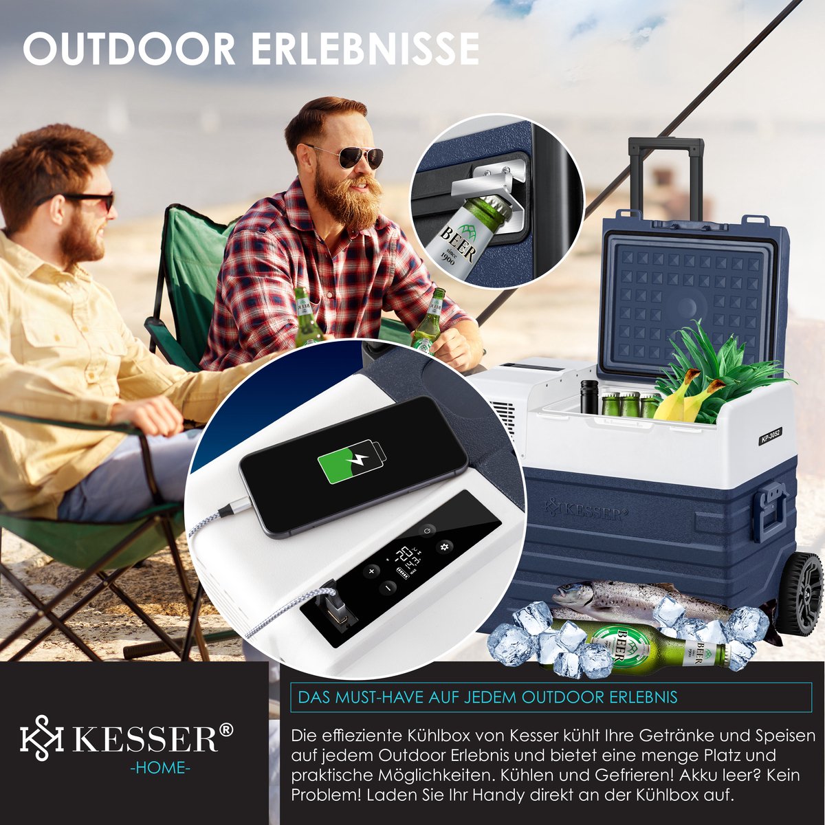 Compressor Koelbox elektrisch - Coolbox - Frigobox - 52L - Blauw
