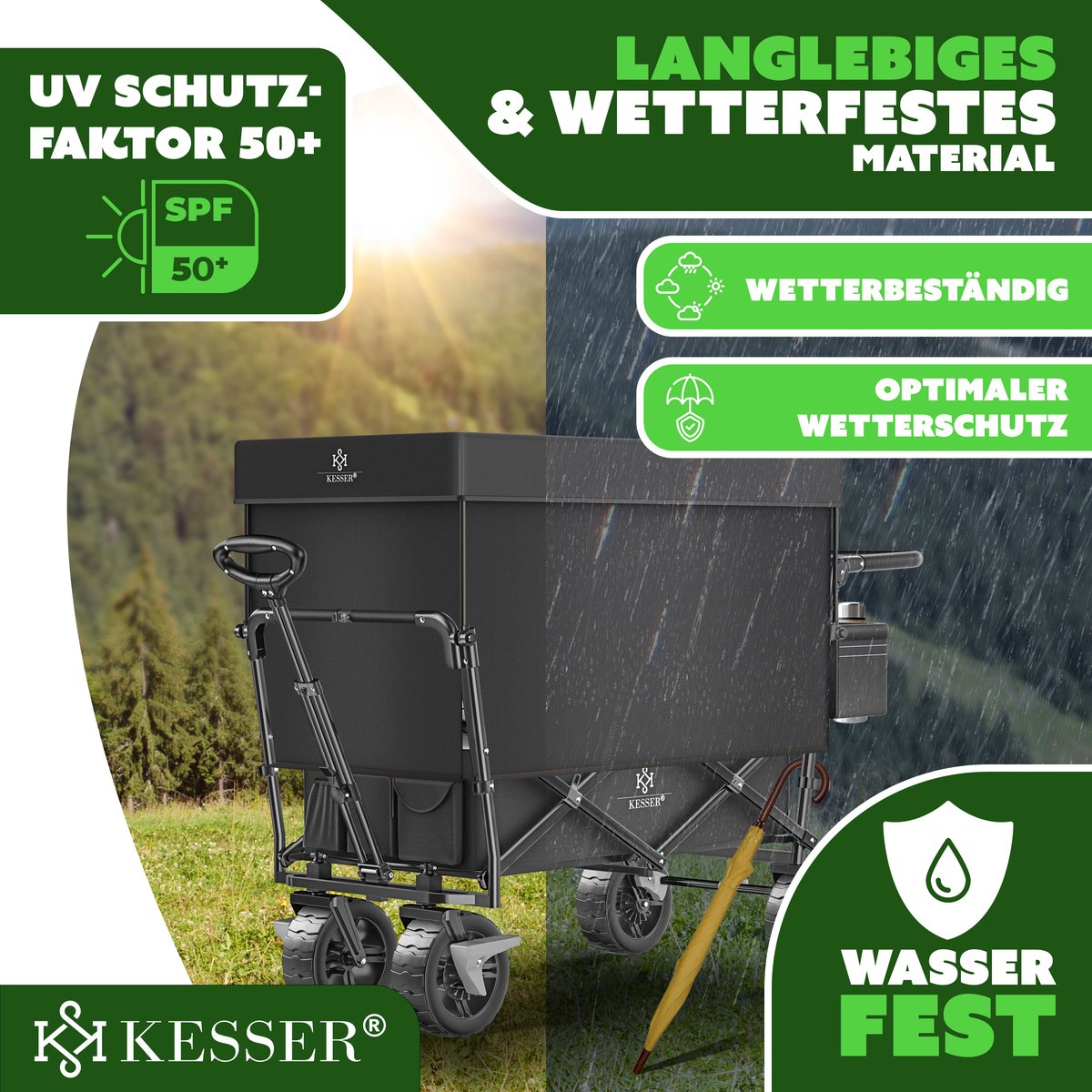 KESSER® Bolderkar - Opvouwbaar - Bolderwagen - Zwart •