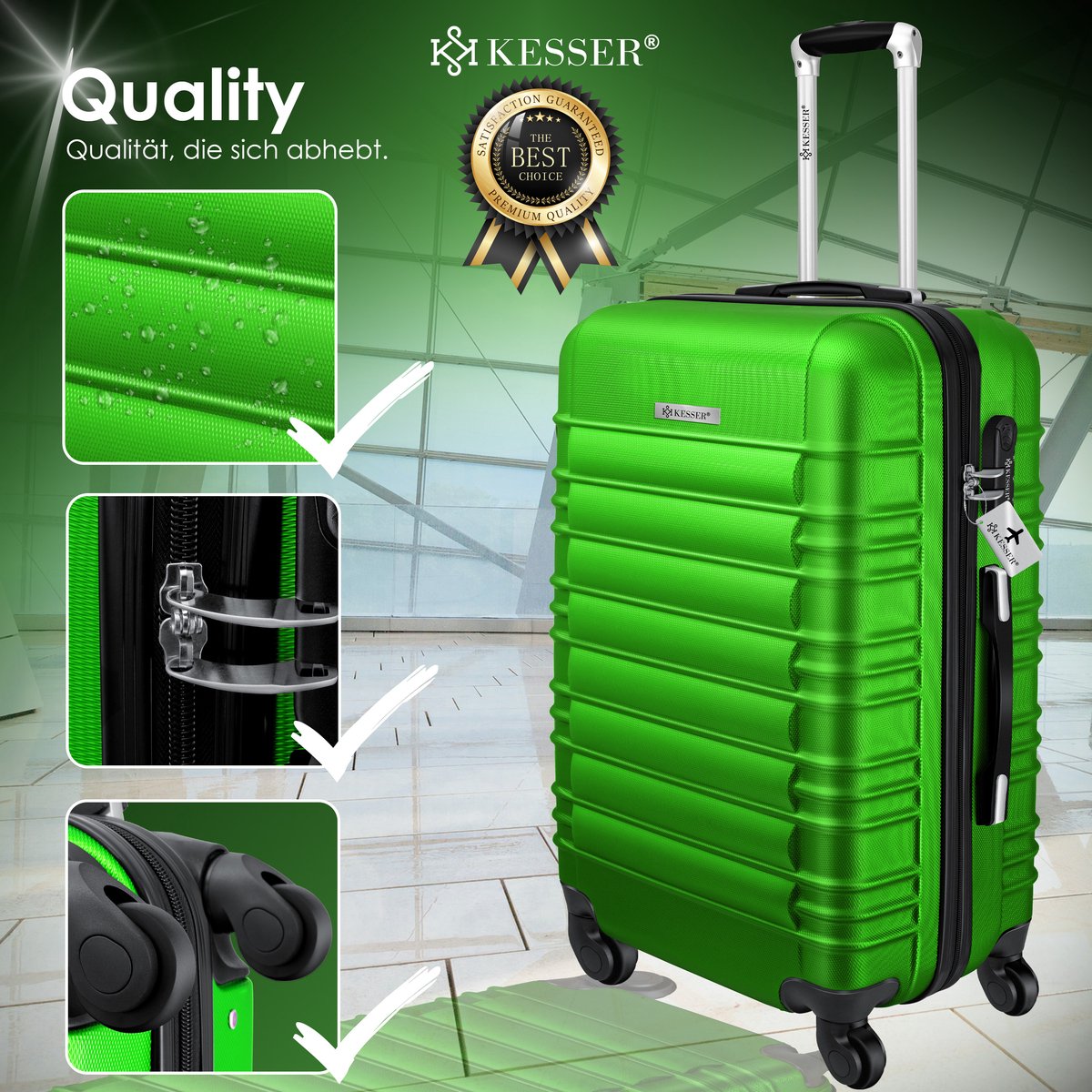 Kofferset - 3 delig - Trolley - Reiskofferset - Groen - KESSER® •