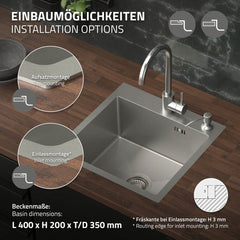 Spoelbak - Wasbak - Keuken - 45x45 cm - RVS - ML-Design