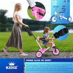 KIDIZ® Loopfiets 6in1 - Driewieler - Kinderfiets - 1-5 Jaar - Roze