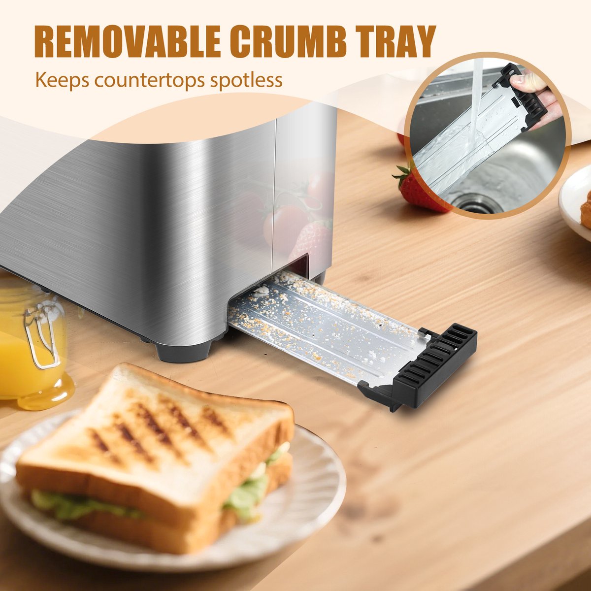 Broodrooster - Toaster - 4 sleuven - 1400W - RVS