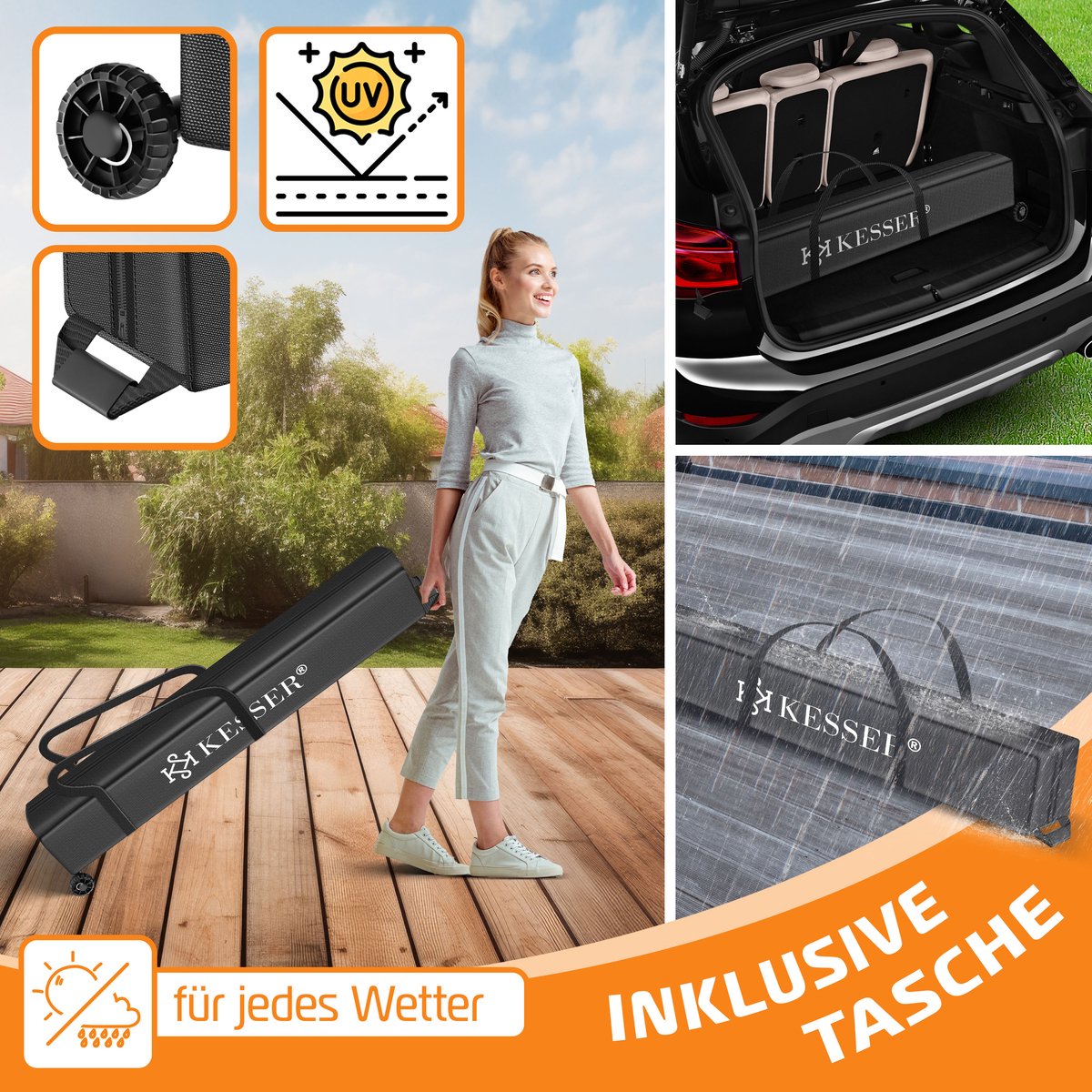 Partytent - opvouwbaar - 3x3 - Paviljoen - Beige - KESSER®