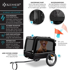 KESSER® Hondenfietskar tot 40 kg 3in1 Hondenbuggy - Fietskar Hond Jogger - Zwart