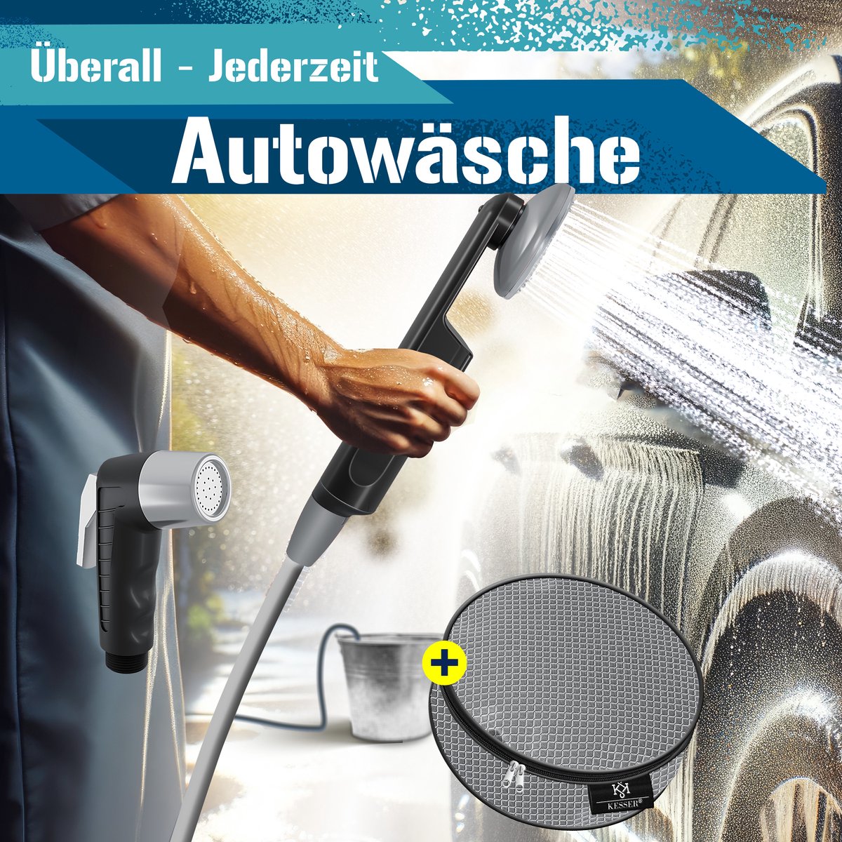 KESSER® Campingdouche - Tuindouche - Mobiele douche - Zwart