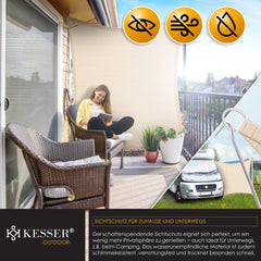 KESSER® Schaduwdoek 3x4m - Zonnezeil - Waterafstotend - Creme