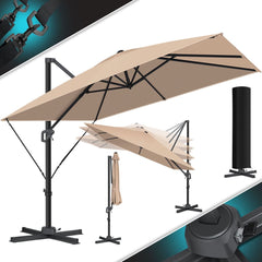 KESSER® Parasol Zwenkparasol SUN XL 300 x 300 cm incl. hoes + windbescherming draaibaar kantelbaar marktparasol groot 360° draaibaar tuinparasol met zwengel zonwering UV50+