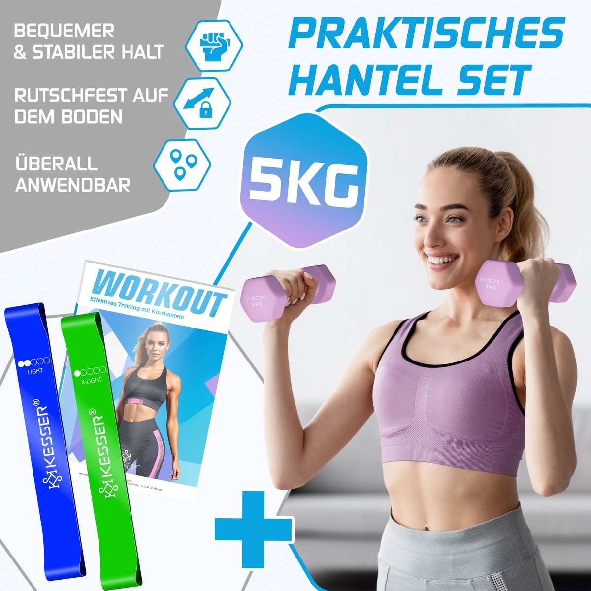 KESSER® 5KG Dumbells - Set van 2 - Halterset - Paars •