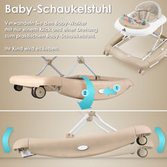 KIDIZ® 4in1 Baby walker - Loopstoel - Loopwagen - Opvouwbaar - Khaki •