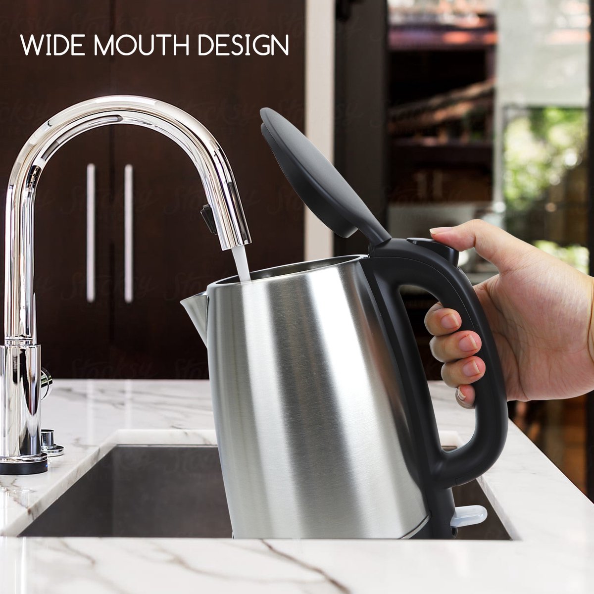 Aigostar Waterkoker - RVS Design - 2200W - 1.7 liter - Zwart